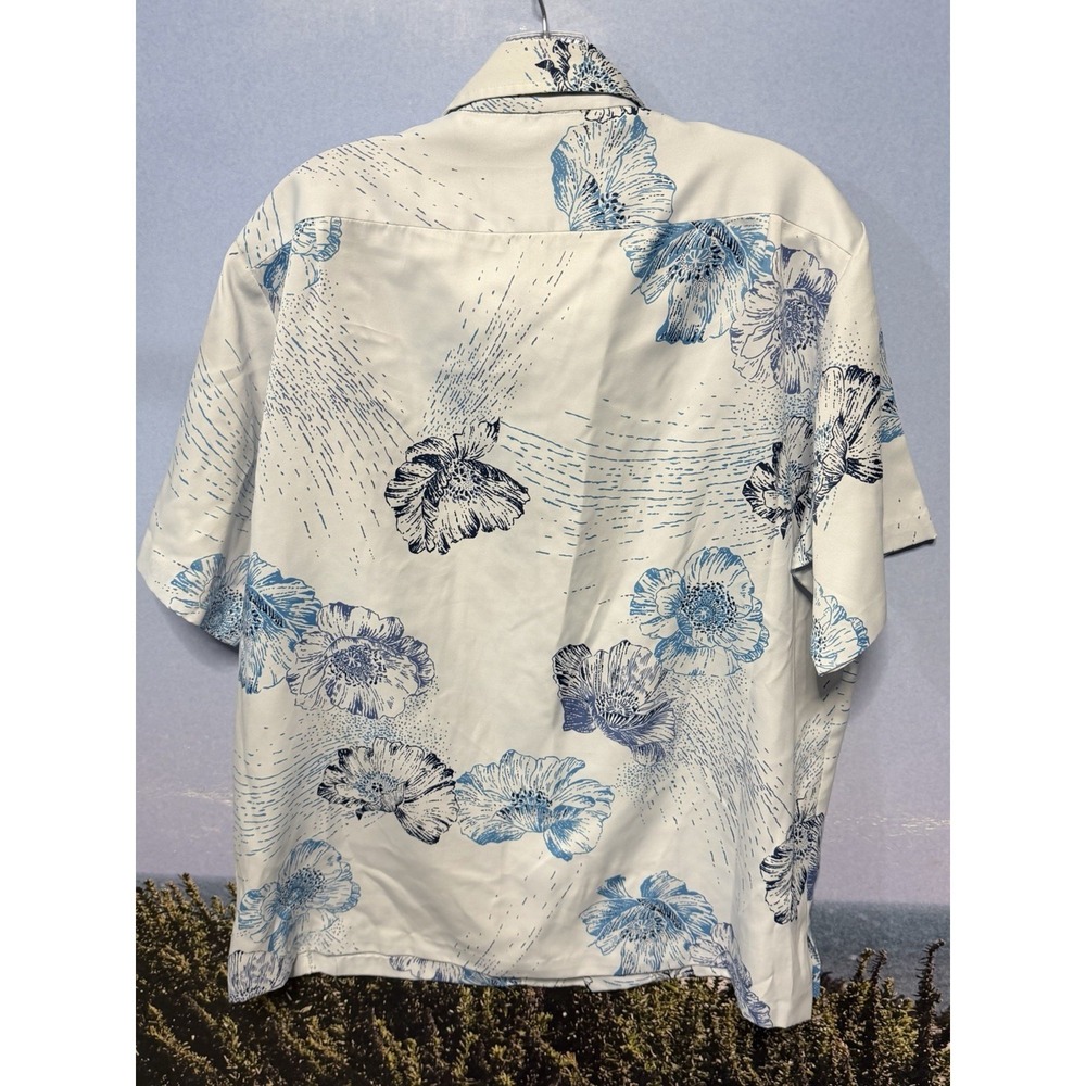 1970s Vintage Tori Richard Polyester Mens Hawaiian Floral Pocket Shirt LG USA - Picture 3 of 4